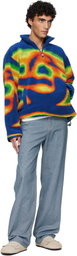 Casablanca Blue 1/4 Zip Fleece Jacket