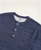 Brooks Brothers Men's Double-Knit Cotton Jersey Henley | Blue