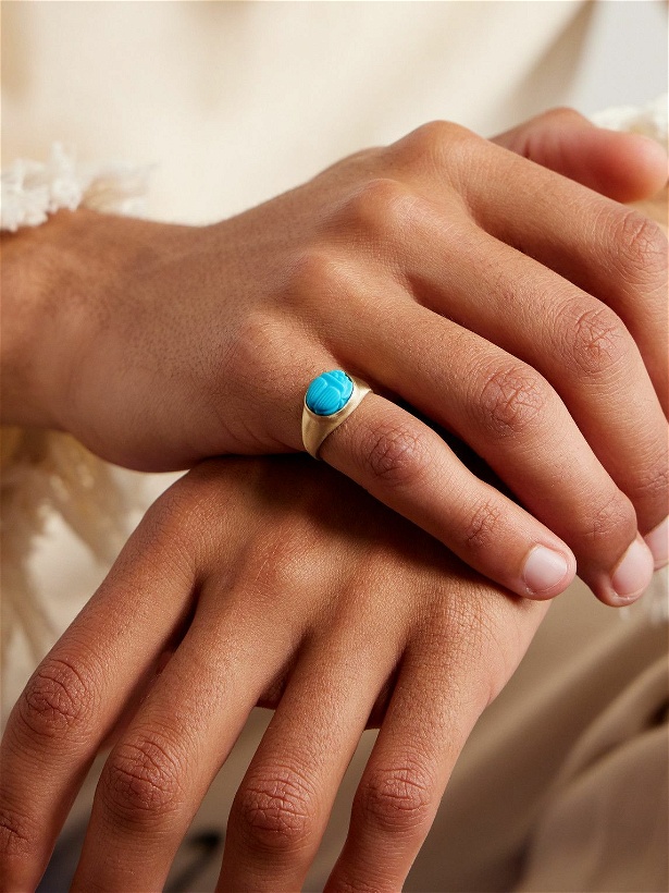 Photo: Jacquie Aiche - Scarab Gold Turquoise Ring - Blue