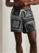 Bather - Straight-Leg Mid-Length Bandana-Print Recycled Swim Shorts - Black