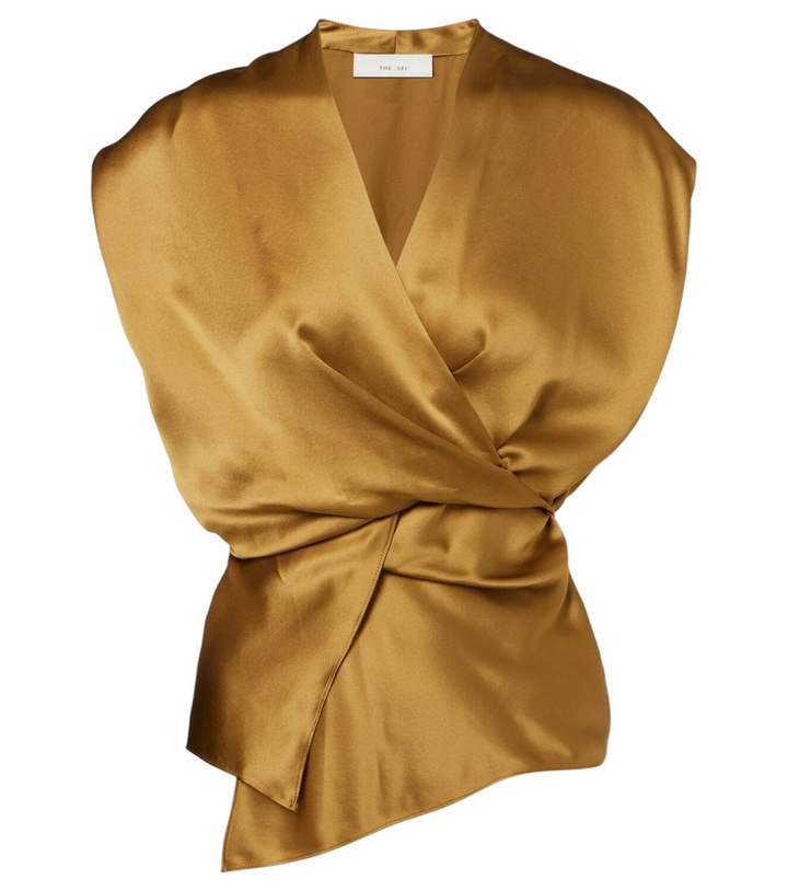 Photo: The Sei Silk satin wrap top