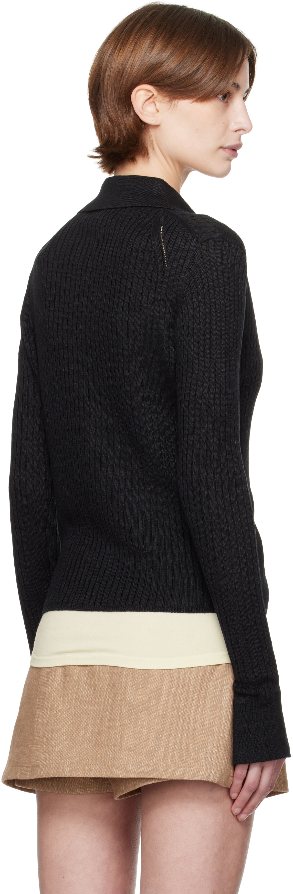 mfpen Black Knitted Rib Shirt