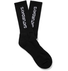 Saturdays NYC - Logo-Intarsia Cotton-Blend Socks - Black