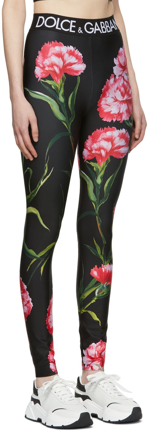Dolce & Gabbana, Pants & Jumpsuits, Dolce Gabbana Red Floral Leggings  Stretch Waist Pants