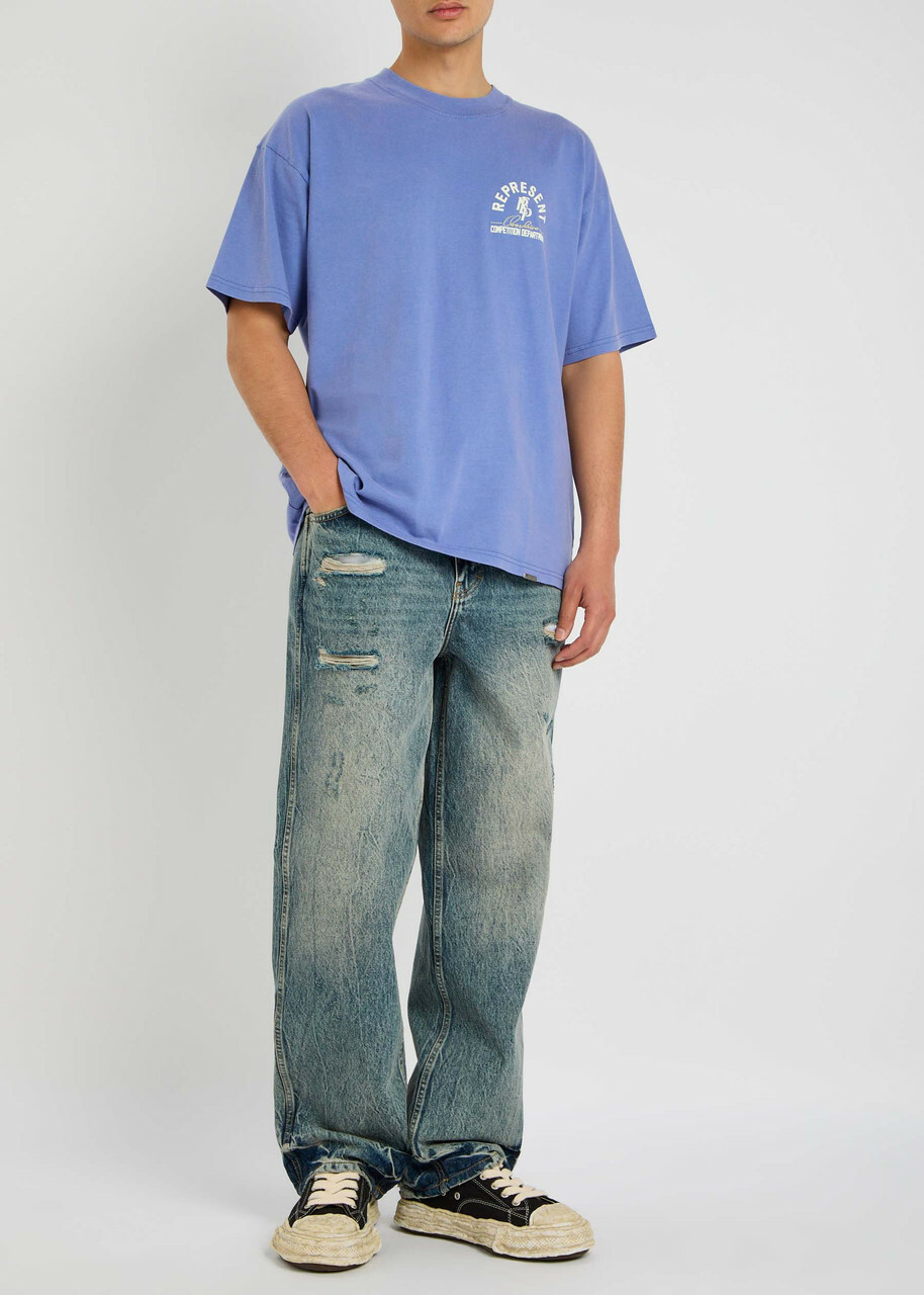 Represent Competition Logo-printed Cotton T-shirt Blue