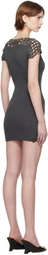 Isa Boulder Gray Knitted Shoulder Minidress