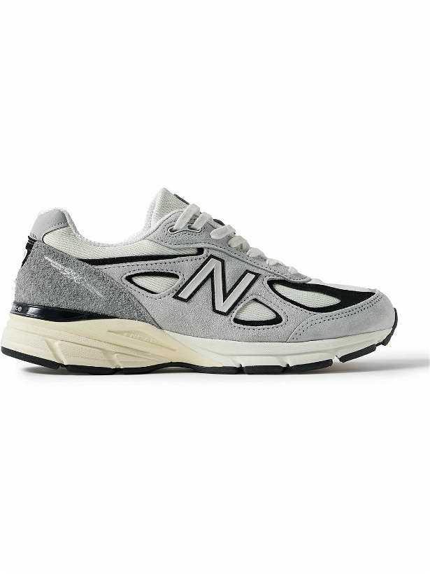 Photo: New Balance - 990v4 Leather-Trimmed Suede and Mesh Sneakers - Gray