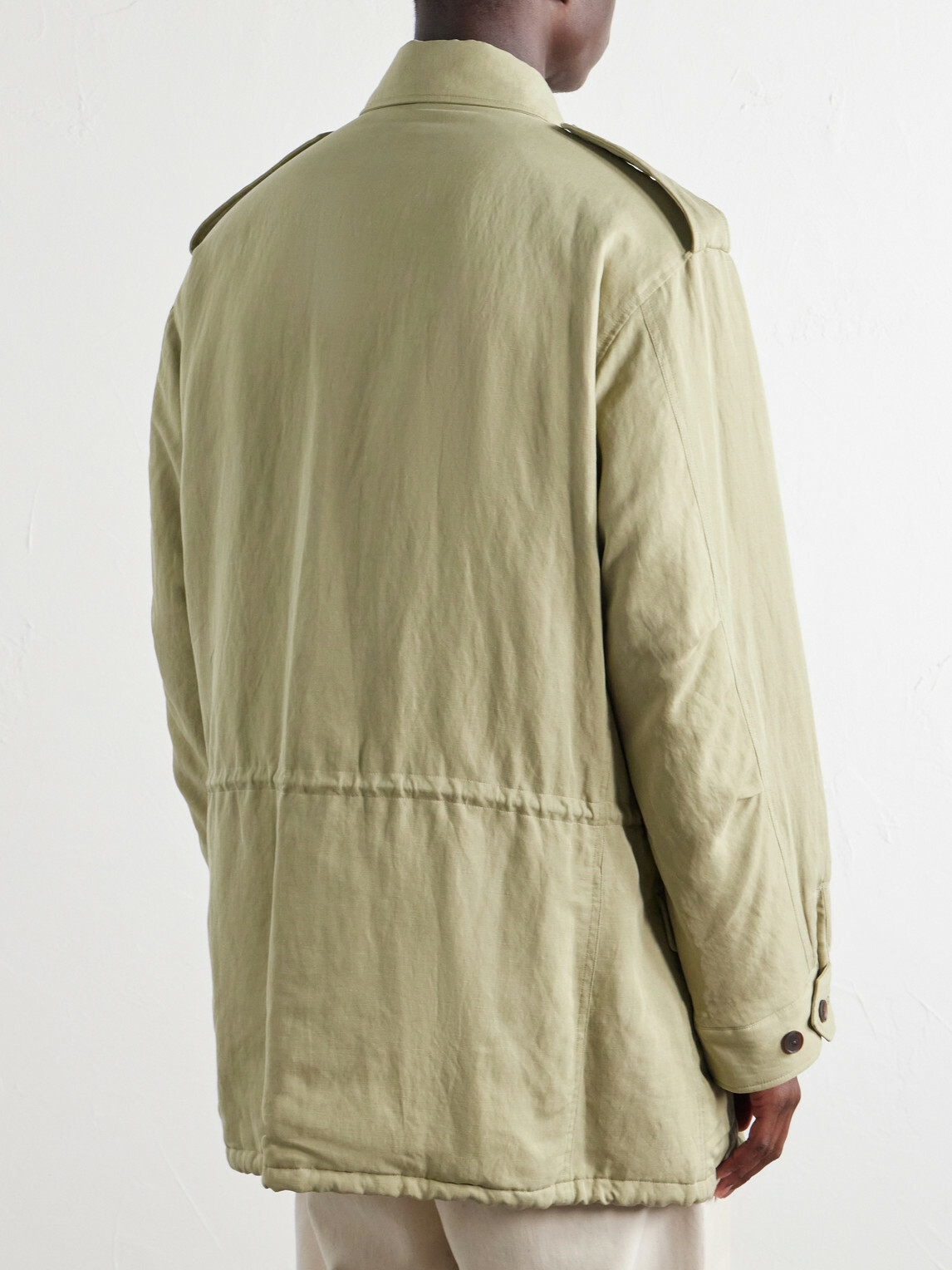Auralee - Padded Silk and Linen Parka - Green