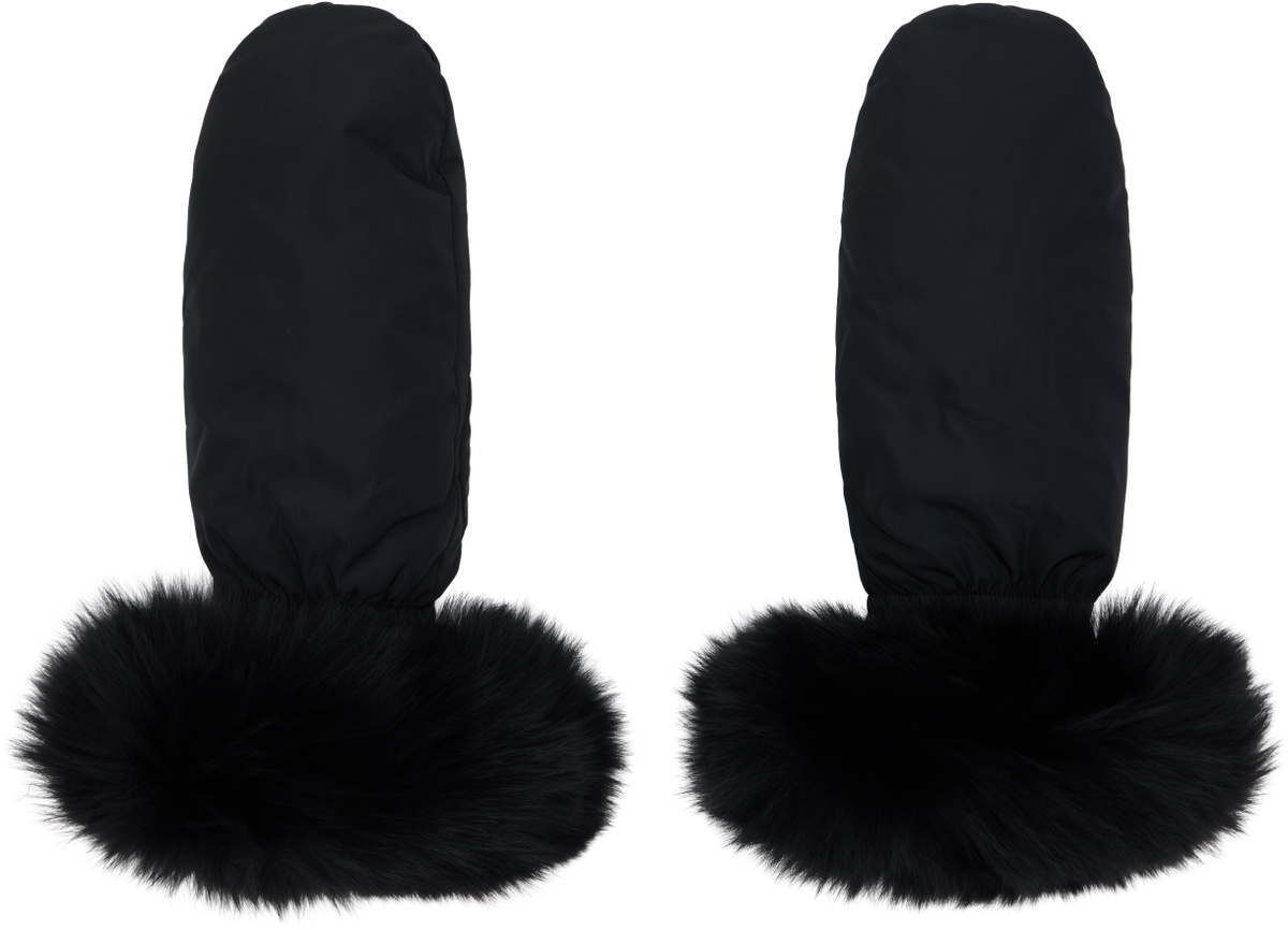 Yves Salomon Black Fox Fur & Down Mittens