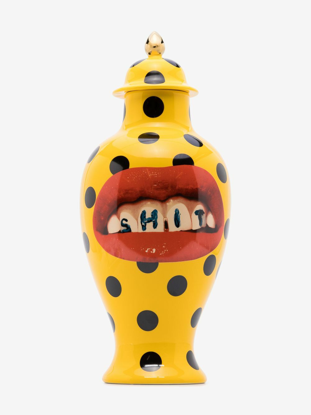 Seletti Yellow Toiletpaper Polka Dot Porcelain Vase