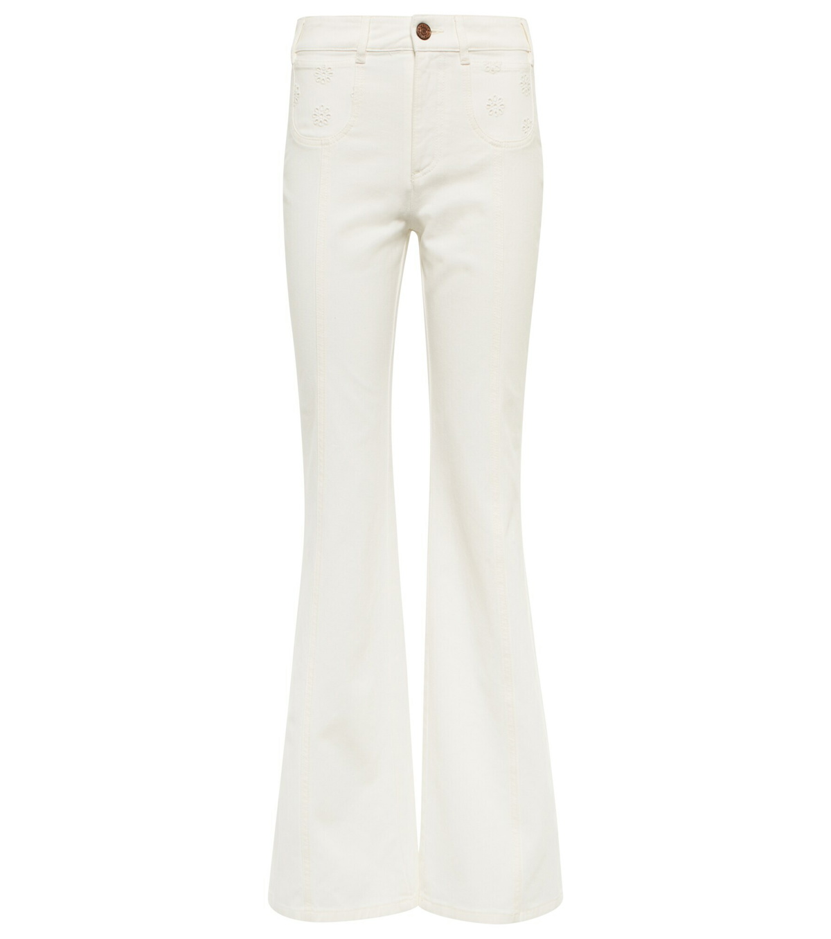 See By Chloe - Embroidered high-rise flared jeans See by Chloe