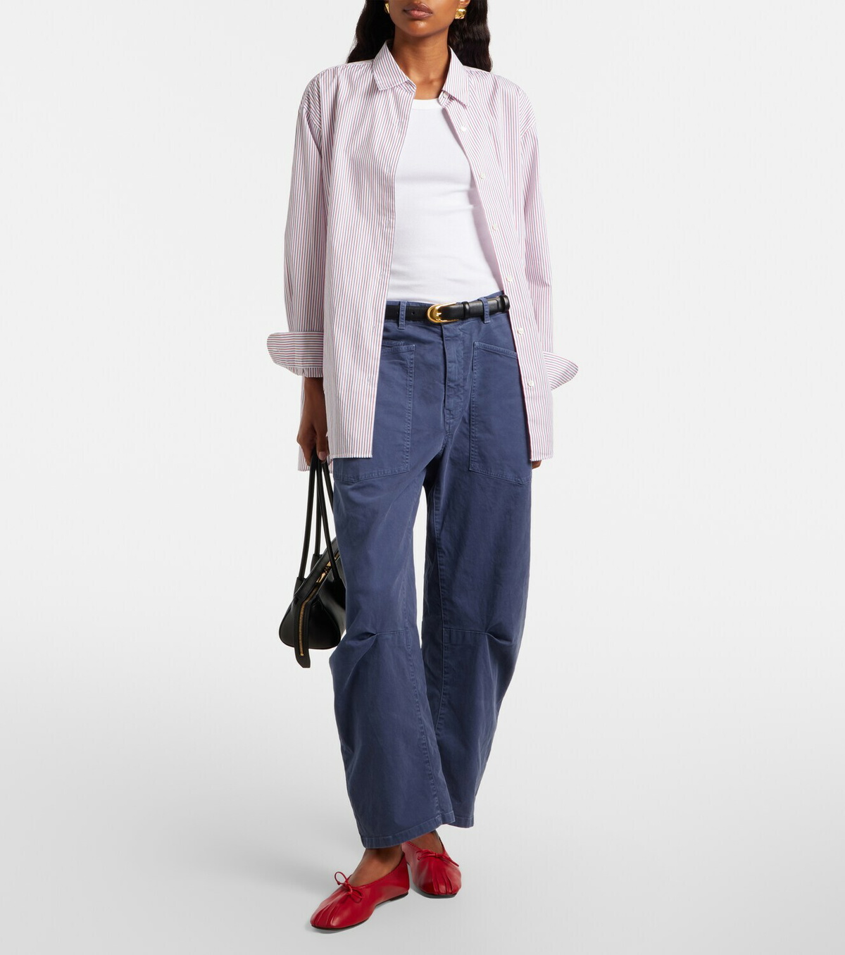 Nili Lotan Shon cotton barrel-leg pants