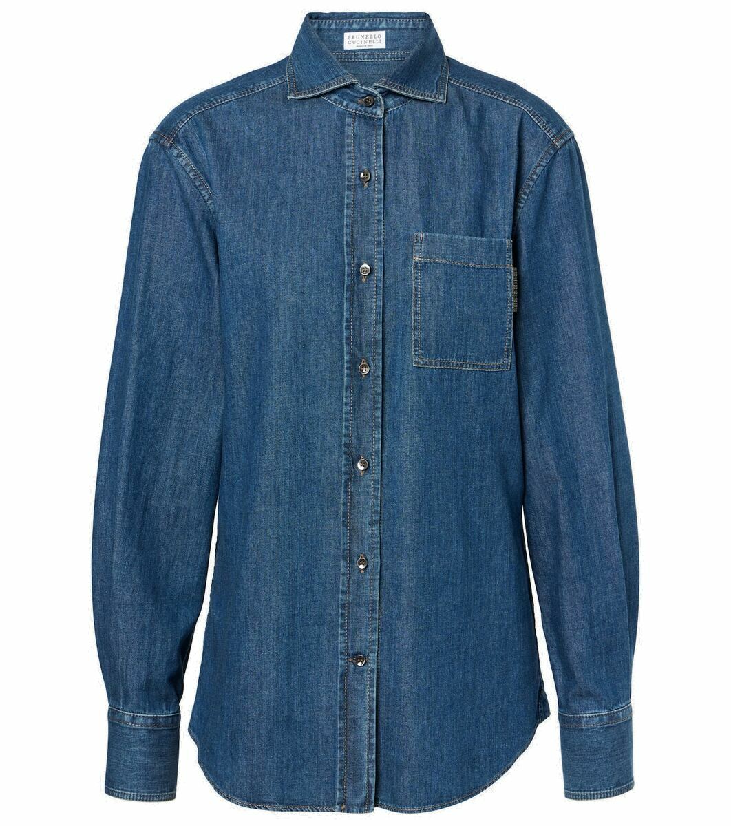 Tシャツ・カットソー BRUNELLO CUCINELLI SS25 Denim shirt (MR6834008 CEI28) Brunello Cucinelli Cotton denim Shirt - Blue - Men