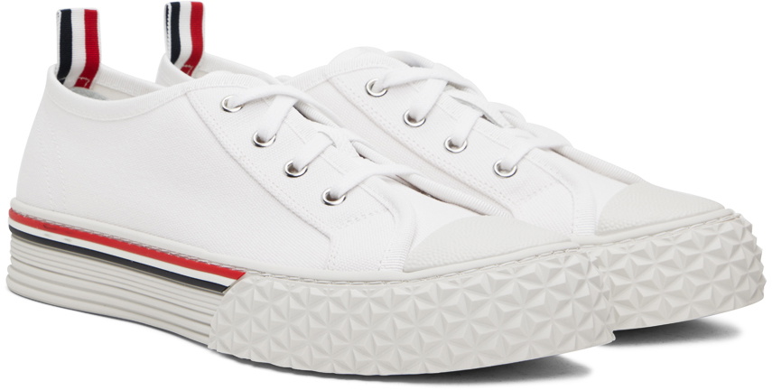 スニーカー Thom Browne Men's Canvas Collegiate Sneakers White Thom Browne White Collegiate Sneakers Thom Browne