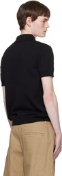 Casablanca Black Pointelle Monogram Short Sleeve Polo