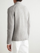 Altea - Shawl-Collar Ribbed Wool Cardigan - Gray