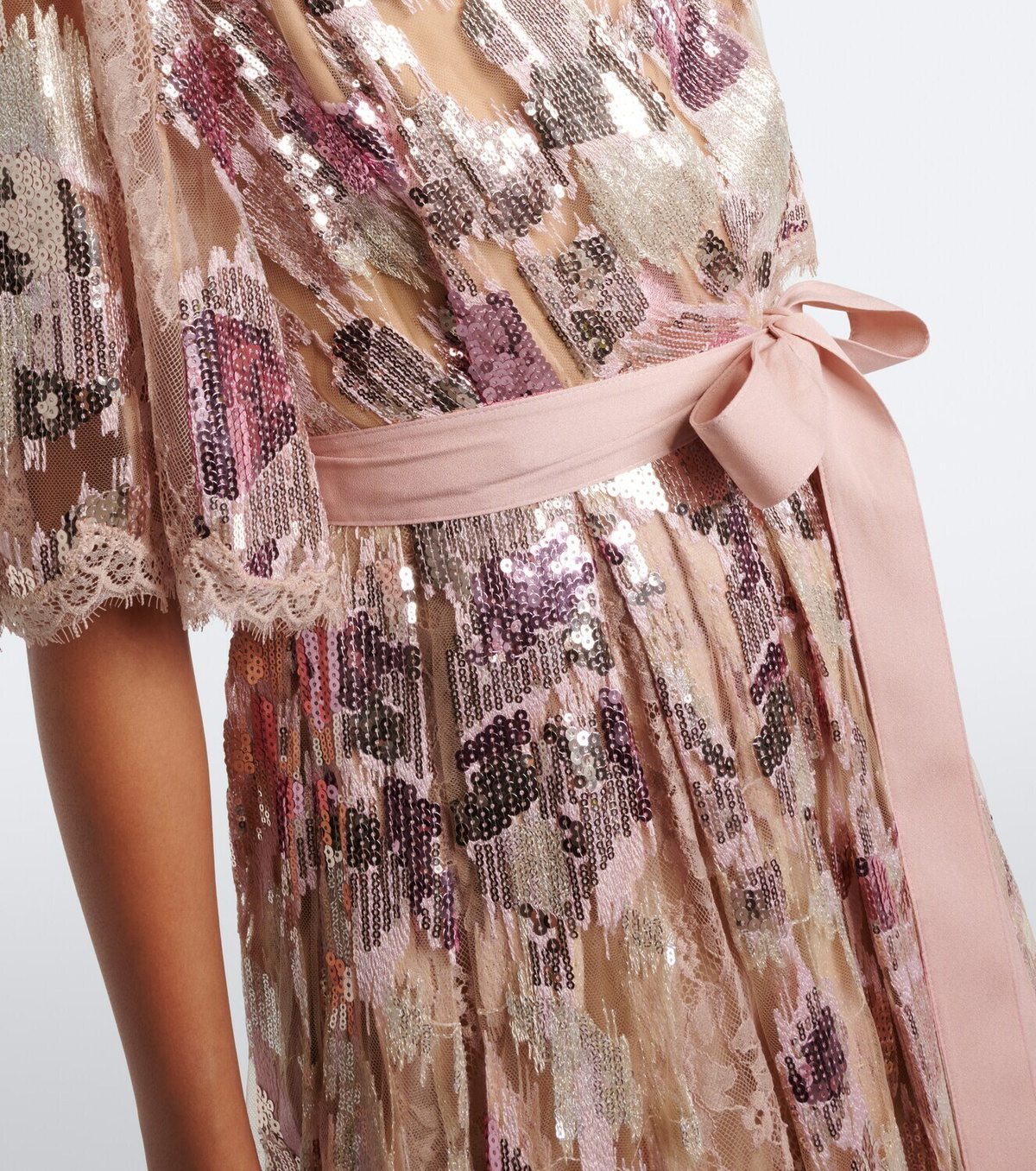 Elie Saab Sequined silk-blend lace wrap dress