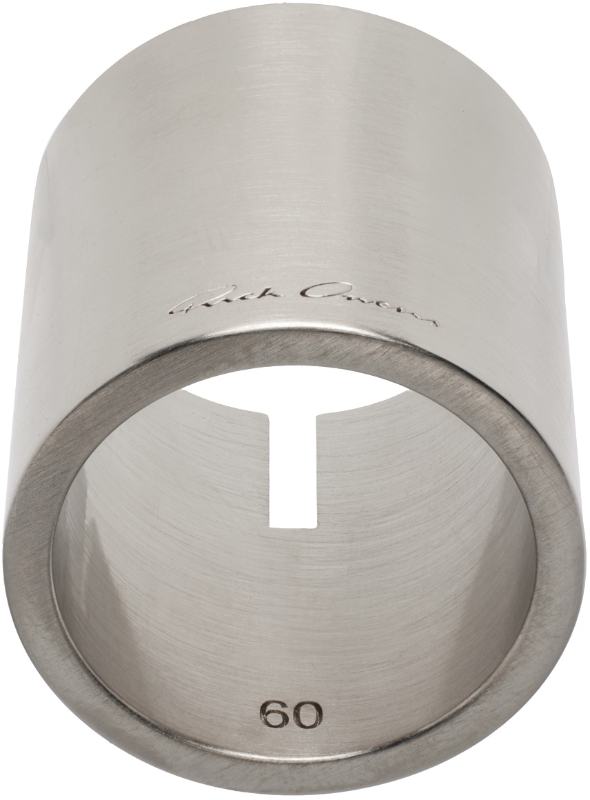 Rick Owens Silver Slitted Thumb Ring Rick Owens