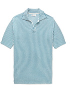 DOPPIAA - Aavio Striped Cotton-Bouclé Polo Shirt - Blue