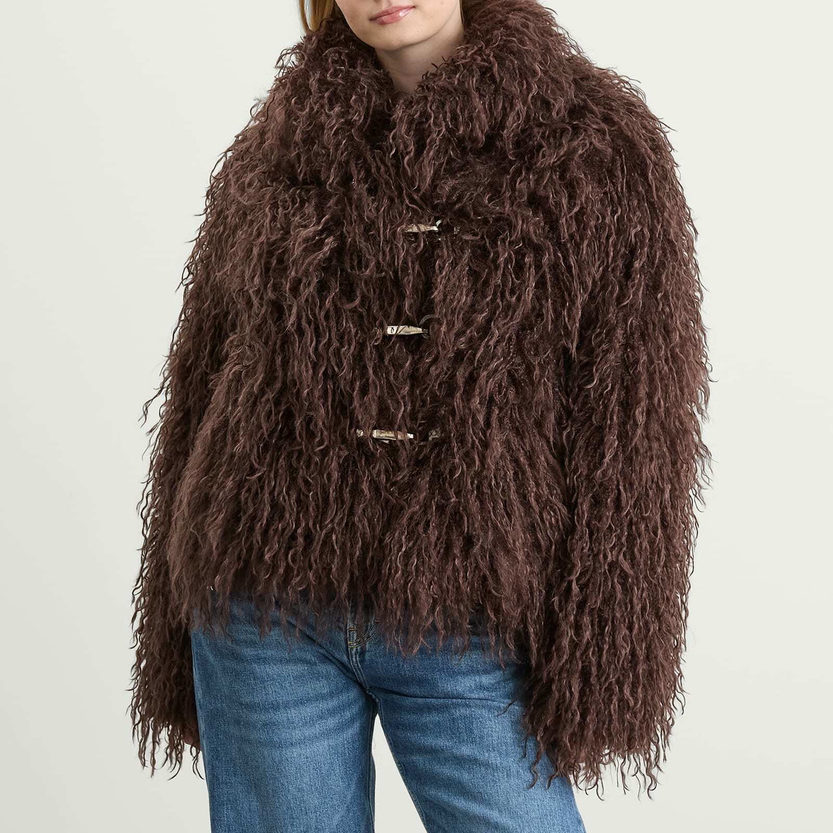 Peachy Den Women's Patti Faux Fur Coat in Chocolate