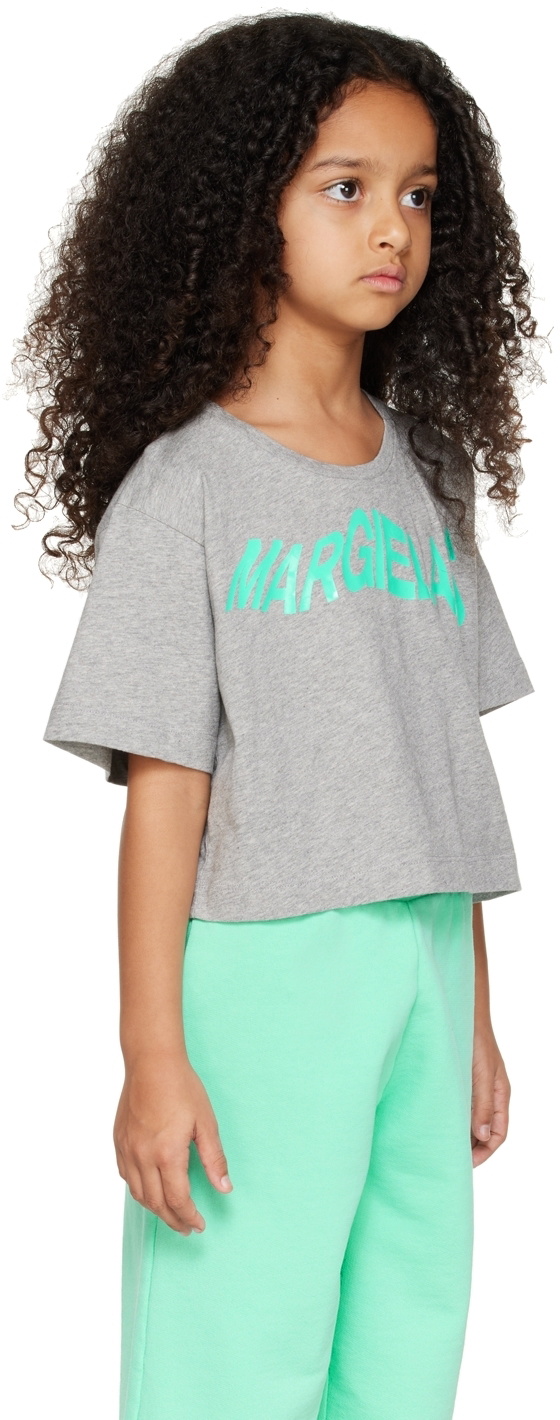 MM6 Maison Margiela Kids Gray Cropped T-Shirt MM6 Maison Margiela