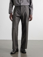 NN07 - Kay 10071 Straight-Leg Pleated Checked Basketweave Wool-Blend Trousers - Green
