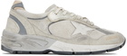 Golden Goose White & Gray Running Dad Low-Top Sneakers