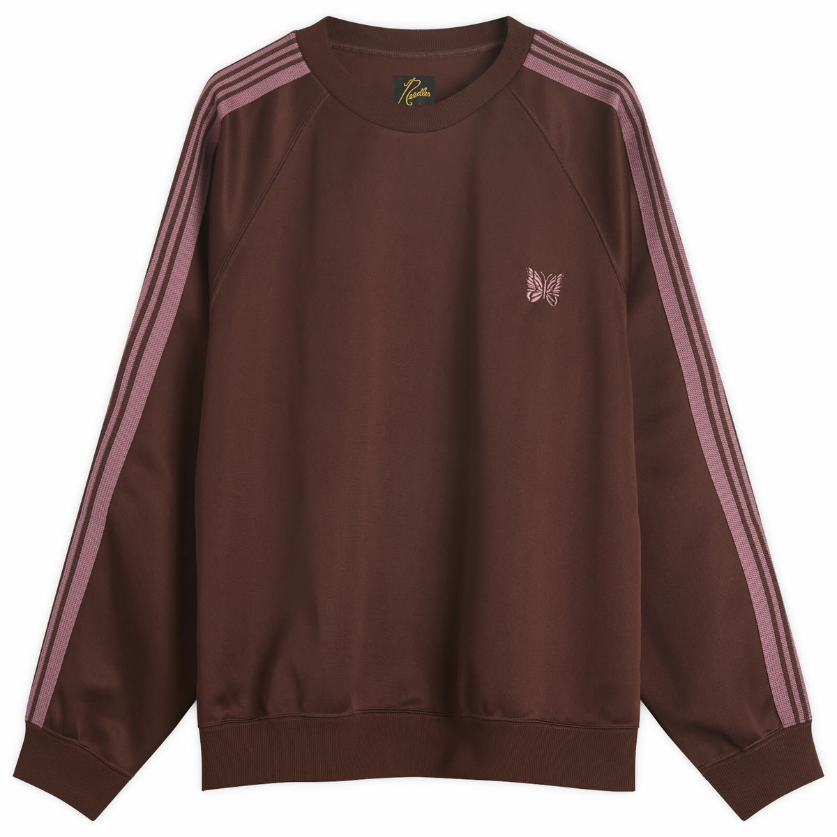 Needles Track Crew Neck Shirt Poly Smooth Black Sweatshirts