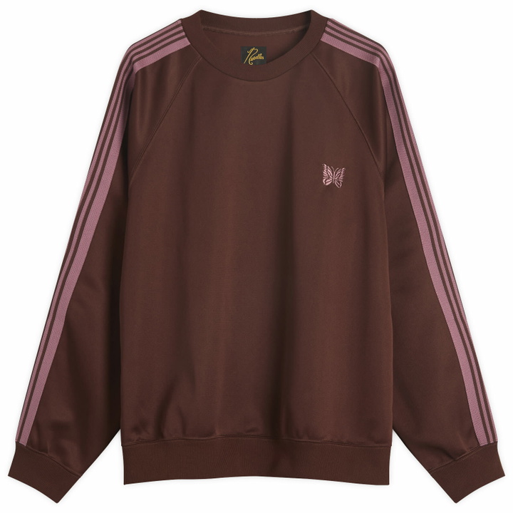 Photo: Needles Men's Poly Smooth Crew Neck Sweatshirt in Brown