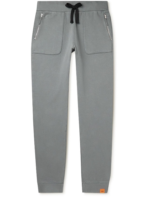 Photo: Aspesi - Slim-Fit Tapered Garment-Dyed Cotton-Jersey Sweatpants - Gray