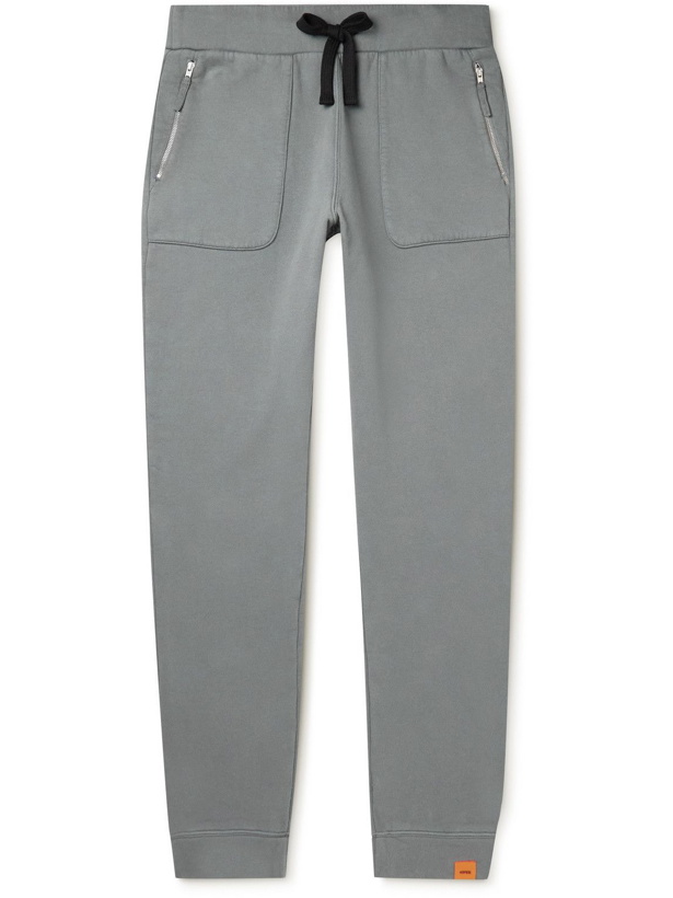 Photo: Aspesi - Slim-Fit Tapered Garment-Dyed Cotton-Jersey Sweatpants - Gray
