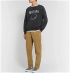 Remi Relief - Distressed Printed Loopback Cotton-Jersey Sweatshirt - Black