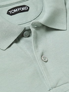 TOM FORD - Garment-Dyed Cotton-Piqué Polo Shirt - Blue