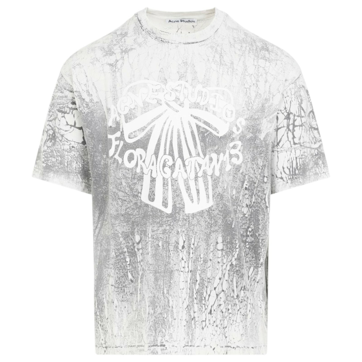 Acne Studios Exford Scribble Face T-Shirt in Optic White