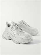 Balenciaga - Triple S Rhinestone-Embellished Microfibre Sneakers - Neutrals