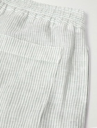 Loro Piana - Straight-Leg Striped Linen Drawstring Shorts - Green