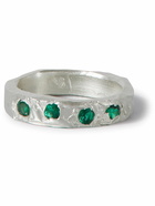 The Ouze - Sterling Silver Laboratory-Grown Emerald Ring - Silver