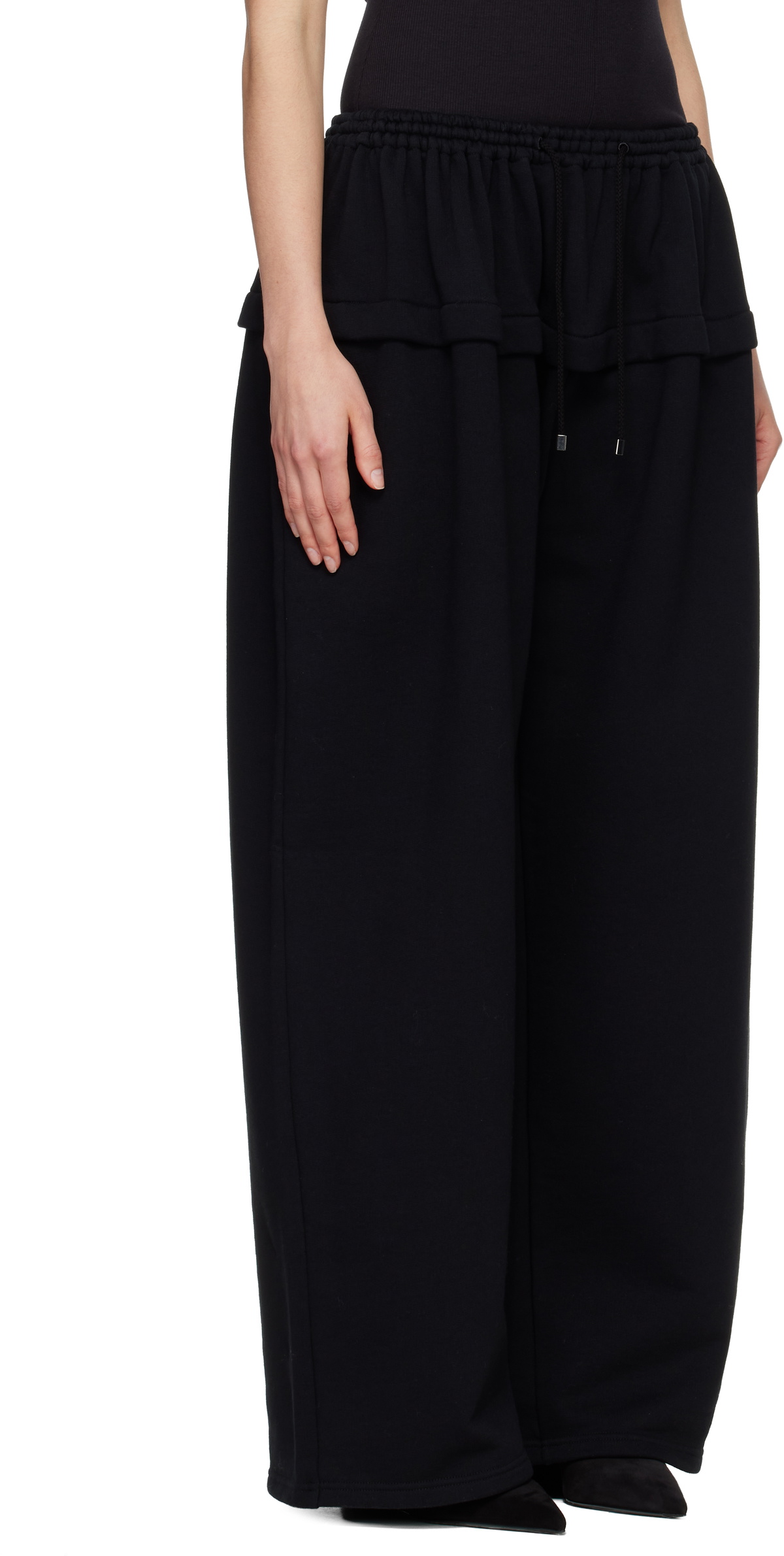 ALAÏA Black Peplum Fleece Lounge Pants