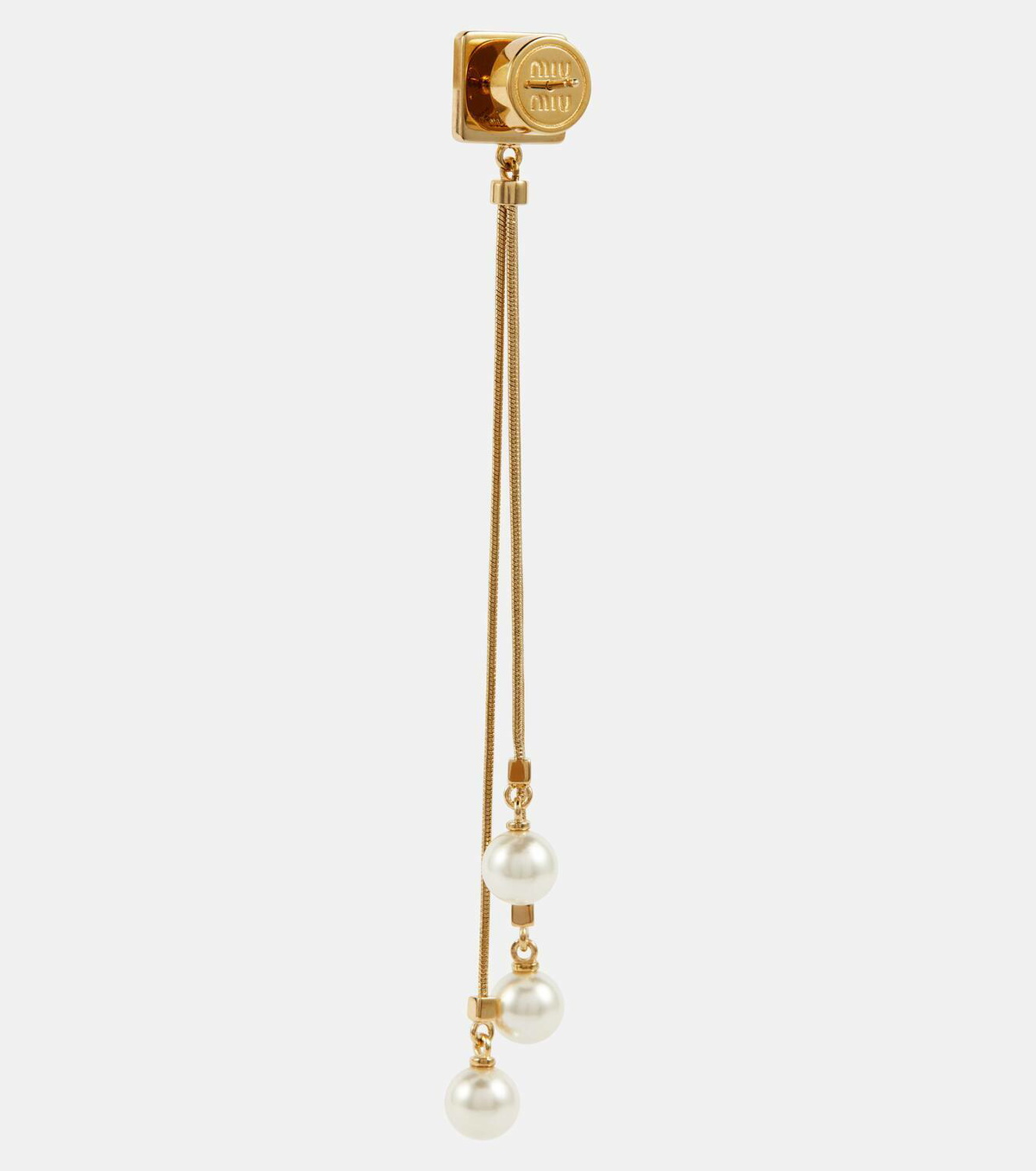 Miu Miu Faux pearl and brass earrings