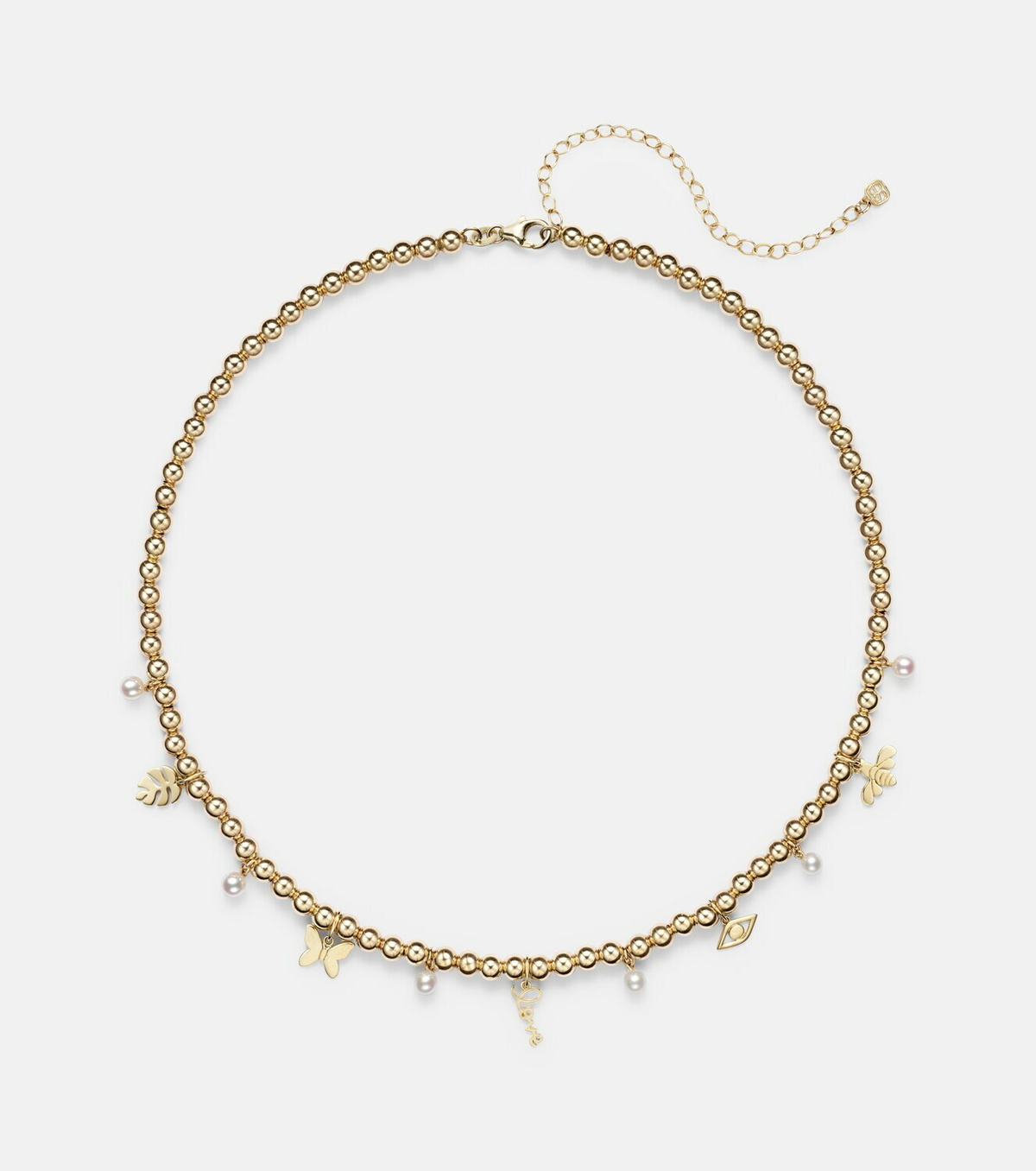Sydney Evan 14kt gold beaded pendant necklace with pearls