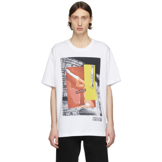 Photo: Versace Jeans Couture White Rosa Burgess Edition Crisis Print T-Shirt