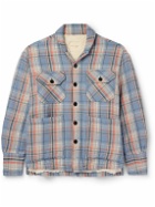 Greg Lauren - Checked Cotton-Flannel Overshirt - Blue