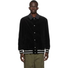 Comme des Garcons Homme Black Corduroy Varsity Jacket