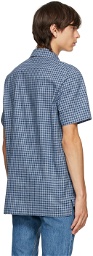 A.P.C. Navy & Grey Check Gabriel Short Sleeve Shirt