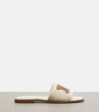 Max Mara Caucaso leather-trimmed canvas slides