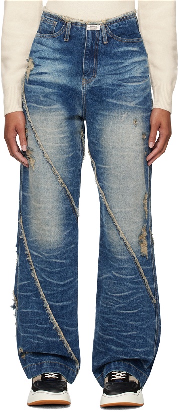 Photo: ADER error Blue Frayed Jeans