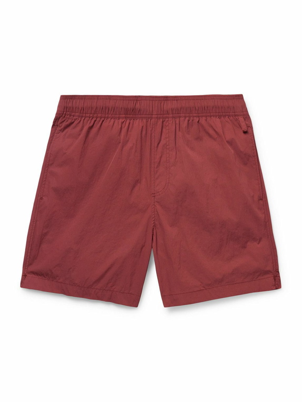 Photo: Onia - Straight-Leg Mid-Length Crinkled Swim Shorts - Red