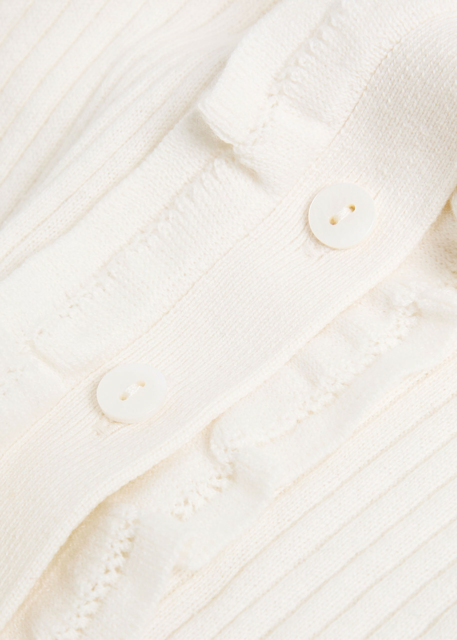 Paige Demetra Frilled Knit Cardigan White