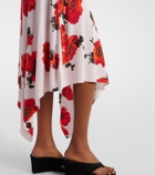 Alaïa Floral asymmetric jersey midi skirt