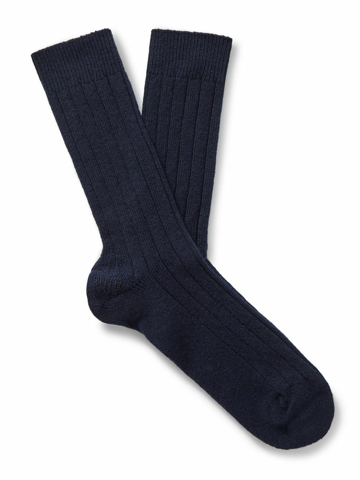 Photo: William Lockie - Ribbed Cashmere-Blend Socks - Blue
